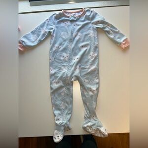 Blue and Pink Star Print Footie One Piece with Zipper